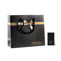 27리빙 선물 쇼핑백 10p+감사 스티커 10p, 대, 12 블랙 도트무늬 금장띠