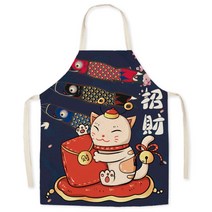 귀여운 캐릭터 디자인 고양이 복고양이 네코 주방 요리 이쁜 예쁜 앞치마 식당 가정용 위생용품 맛집 공방 교실 방수 포켓 주머니 신혼 부부 자취생 작업, F.재물을 끌어들이다