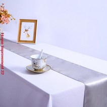 식탁보 테이블보 원탁 고정 제작 행사 잔디 결혼식 홈 파티 생일 멀티 컬러 실크 테이블 러너 장식 250CM x 30CM, [09] Silver