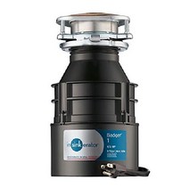 InSinkErator 쓰레기 처리기 전원 코드 포함 Badger 표준 시리즈 연속 급지 검정색, 쓰레기 처리