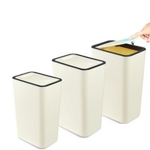 Anzoymx 뚜껑이 있는 욕실 쓰레기통 2팩 주방 15.2L4갤런 팝업 뚜껑 포함 작고 좁은 개 방지 침실 거실 및 사무실용 15L 블랙 USA 미국, Cream Yellow+Cream Yellow+Crea