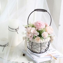 GO2shop GO2shop_ 장식용조화 실내용화분 장식용플라워 파티장식 조화장식 +★뼑쪸, ★선택* 프리티플 바구니 조화 화분 핑크 조화꽃장식, 이제품주문★