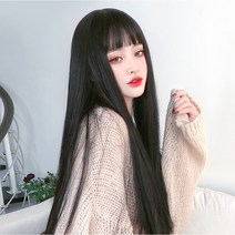 (당일) 긴 생머리 뱅스타일 롱 통가발 3color, 다크브라운