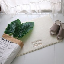 하우토리 물기쏙쏙 욕실 발매트 주방매트 세탁기 건조기 가능, 자수, 아이보리