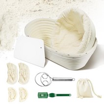 KOXHOX 빵 가공 바구니 사워도우 베이킹 용품 및 도구 방지 바구니 세트 13.9cm(5.1인치) 원형 24.9cm(9.8인치) 타원형 만들기 키트 라메 볼 스크레이퍼 반죽, 단일사이즈