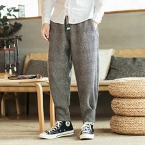 남성 힙합 캐쥬얼 바지 청바지 스트릿패션 남성 겨울 두꺼운 울 하렘 바지 남성용 중국
