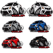 차량용스티커 포르테쿱 차량용캐릭터 스티커세트, 티타늄실버