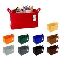 패브릭 펠트 바구니 장난감 정리함 인형 수납 1+1, M, 레드