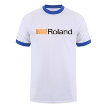 Roland 남성용 코튼 티셔츠 멋진 롤랜드 피아노 재미있는 여름 LH-041, [06] XXL, [21] White Royal Neck