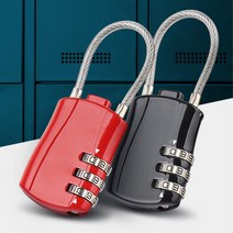 미니 와이어 캐리어 번호 자물쇠 블랙 헬스장 숫자 학교 잠금장치 도난방지, 와이어자물쇠 레드