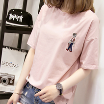 플라이라벨F82 블리블리 여성 루즈핏 티셔츠(5COLOR)빅사이즈 라운드 여자 기본 반팔티