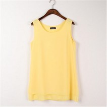 나시 MM빅사이즈 여성의류 민소매 루즈핏상의 끈 보통길이 시폰 언더셔츠