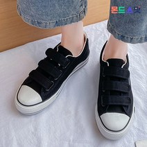 몬드스팟 3cm 여성 벨크로 찍찍이 키높이 통굽 스니커즈 캔버스 운동화 블랙 (DM710)