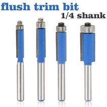 밀링공구 4pcs 14quot 섕크 플러시 트림 라우터 비트 베어링 목공 도구가 있는 나무 트리밍 커터 엔드밀 밀링 커터