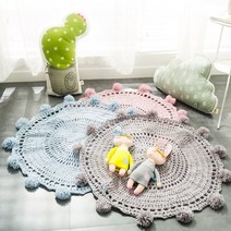 원형러그큐티뜨개, 파스텔블루