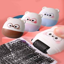 톡톡창고 아기곰 개인 정보 보호 유출 방지 스탬프 택배 송장 지우개, 화이트