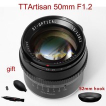 TTArtisan 50mm F1.2 렌즈 Sony E Fujifilm M4 3 Canon M M43 Nikon Z Leica L 마운트 카메라 대형 조리개 MF APS-C, gift and 52mm hood_SIGMA