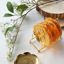 포인트를 준 메탈 골드 골드도금으로 7P세트 플라워 티 컵받침 GW473C20 코스터, 본상품선택