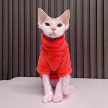 고양이전용옷 실내복 조끼 스웨터 두툼한 고양이 의상 겨울용 따뜻한 털이 없는 풀오버 애완동물 스핑크, 07 red_04 3.5-4KG
