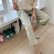 여성 봄 가을 면 코튼 밴딩 일자 와이드 팬츠 바지