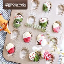 16 컵 비스틱 미니 마들렌 껍질 모양의 케이크 몰드 비스틱 가정용 요리 배우기-42644, 단일옵션