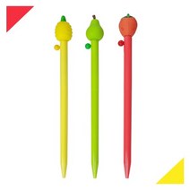 [마치]과일니들노크펜 0.7mm 파인애플볼펜 사과볼펜 딸기볼펜, 5개입, 연두배