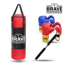 BRAVE 파워샌드백 A세트(샌드백+글러브+철봉), 샌드백+철봉+글러브 블루(대)