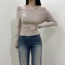 VANANA2 국내제작 여리 오프숄더 셔링 긴팔티 5color