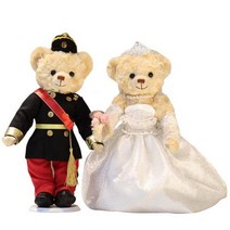 35cm 2 PiecesPair 신부와 신랑 테디 베어 웨딩 선물을위한 봉제 인형 드레스의 소녀 곰 애인 성장, 35cm+WHITE