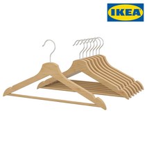 [이케아] 원목 나무 옷걸이 8개 - 부메랑 / 검정 하양 내추럴 / Black White Natural / Clothes Hanger - Bumerang, [하양 White]
