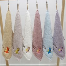 (두툼한) 공룡 어린이집 고리수건 선물 이름자수, 컬러골고루5장, 1set