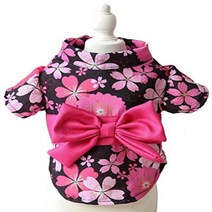 MaruPet Brocade Japanese Kimono for Girl Floral Pet Halloween Costume Bowknot Dog Dress for Small E, 1, Black