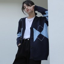 체크 라운드넥 가디건 카디건 일자핏 크롭 겨울 톰보이 소프트 브이넥 아가일 가디건 가을