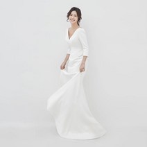 [스몰웨딩] 하얀 웨딩 드레스 머메이드 새틴 셀프웨딩 스몰웨딩 MN-556437851