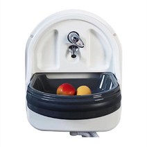 접이식세면대 캠핑카 카라반 트레일러 요트 보트 낚시, 수도꼭지와 배수구를 포함한 흰색