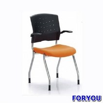 ForU4 회의용 고정의자 플러키 팔유 사출 쿠션 사무용의자 사무실의자 중역의자 책상의자, 블랙