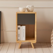 브랜디하우스 포코 높은 서랍형 원목 협탁, 그레이