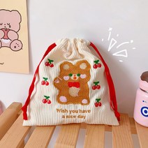 토끼 곰돌이 캐릭터 파우치 스트링 조리개 복주머니 사각 파우치