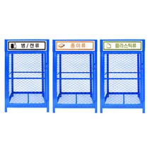 철제분리수거함 건설현장 아파트 야외용 대형 1구 분리수거용 쓰레기통, 스티커문구-병류, 1개