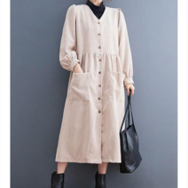 원피스 겨울원피스 하객룩 커플시밀러룩 커플룩 시밀러룩 빅사이즈원피스 코듀로이 브이넥 원피스 S16