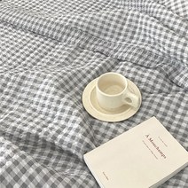 먼지없는 여름 체크 시어서커 차렵 이불 베이지 S