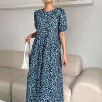 신세계TV쇼핑 [옷자락] 여자 셔링 루즈 임부복 등원룩 퍼프 플라워 롱원피스