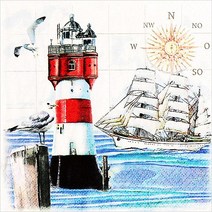 파스텔크래프트 ti-flair 냅킨아트 370560 Lighthouse & Compass 냅킨20매 33x33cm 2115, 20매입, 혼합색상
