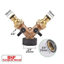 물호스 주름 PVC 화장실 농업용 3/4 인치 2/4-웨이 황동 정원 호스 분배기 탭 y형 야외 수도꼭지 용 급수, 08 H