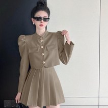 여성 봄신상 상하 투피스 정장자켓+미니 플리츠 스커트 세트복 데일리룩SFW