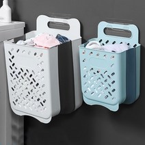 접이식 빨래 바구니 세탁 벽걸이 부착식 빨래통 빨래함, 그레이