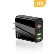 멀티충전기 3USB 급속 충전, 65W질화갈륨미국미국규정[검은색]중국본토및대만