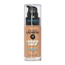 Revlon ColorStay 메이크업 일반/건성 피부용 SPF 20 롱웨어 리퀴드 파운데이션 미디엄 풀 커버리지 내추럴 마감 오일 프리 220 내추럴 베이지 28.3, 1 Fl Oz (Pack of 1), Buff