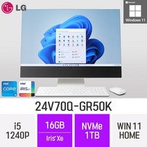 LG전자 24V70Q-GR50K 24인치 인텔 12세대 i5 Iris Xe Win11 Home 사무용 인강용 재택근무용 일체형 PC, 1TB, 16GB