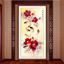 모란 구어도 행운 인테리어 사무실 현관 재물운 보석 십자수 재료 diy, 60X100cm